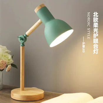 Деревянная настольная лампа Creative Flex, Настольная лампа Art Simple, светодиодные лампы E27 /Защита глаз, Домашнее Прикроватное освещение для чтения и спальни