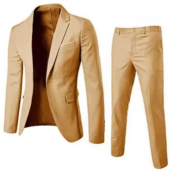 1 комплект Модный мужской костюм с защитой от деформации, деловой костюм с отложным воротником, однотонный костюм на одной пуговице, комплект для повседневной носки