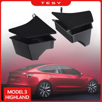 Для 2024 Tesla Model 3 highland, Задний Багажник, Левый Боковой Ящик для хранения с крышкой, Органайзер для багажника, Перегородка, Аксессуары для украшения