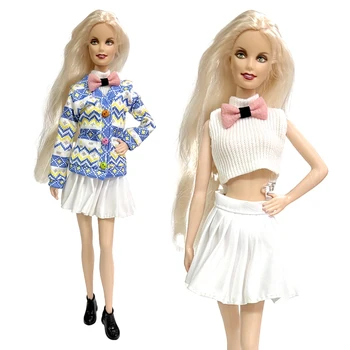 NK Official 1 комплект, кукла, новое платье в стиле колледжа, костюм, розовая рубашка с бантом, очень милая для куклы Барби, детская игрушка, аксессуары 1/6 GIF