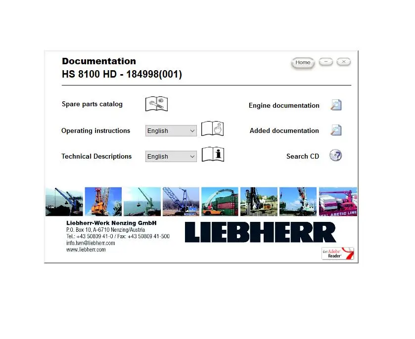Руководство по эксплуатации крана Liebherr HS HSG Каталог запасных частей Техническая информация DVD