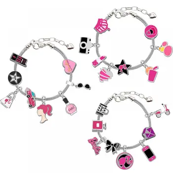 Модный браслет Барби, аниме Каваи, милые девушки, кукла с буквами, очаровательные металлические браслеты, мультяшные женские украшения, подарки на день Святого Валентина, игрушки