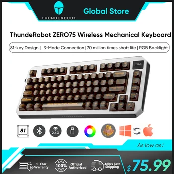 Механическая клавиатура Thunderobot ZERO75 Игровая клавиатура Трехрежимная беспроводная клавиатура с возможностью горячей замены 75 клавиш с подсветкой RGB Mac Windows