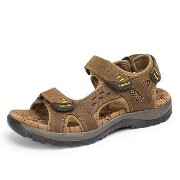 Новая модная летняя мужская обувь для отдыха, пляжные сандалии, высококачественные сандалии из натуральной кожи, Мягкие мужские сандалии большого размера, Размер 38-48