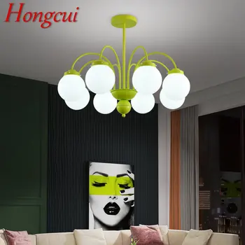 Современная люстра Hongcui, подвесные светильники из зеленого стекла, креативный дизайн для дома, гостиной, спальни