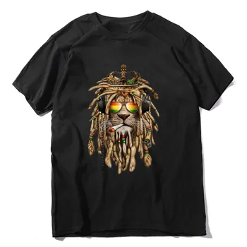 Мужская футболка с короткими рукавами в стиле Хип-хоп с принтом Льва с дредами, 100% Хлопок, Модный Круглый Вырез, Высокое Качество, Размер XS-3XL
