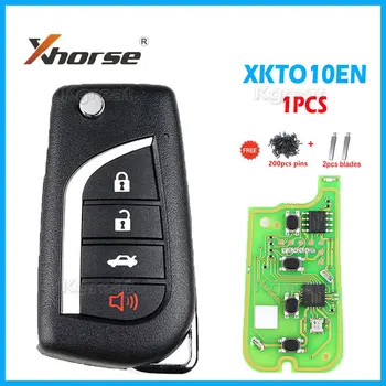 1шт Xhorse Wire Универсальный Дистанционный Ключ XKTO10EN для Toyota Flip 4 Кнопки Дистанционного Автомобильного Ключа для Key Tool Max VVDI2 с Лезвиями для Ключей
