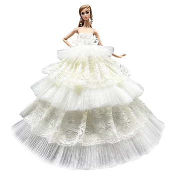 NK Official 1 шт. Благородное белое кружевное свадебное платье детская кукла подходит для кукольного фестиваля моды, шоу-вечеринки для Куклы Барби