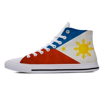Филиппины, Флаг Филиппин, Патриотическая гордость, Забавная повседневная матерчатая обувь С высоким берцем, легкие Дышащие мужские и женские кроссовки с 3D-принтом.