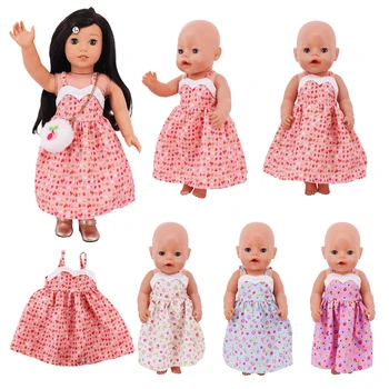 Юбка-Слинг с Принтом и Сумкой-Цепочкой Для 18-Дюймовых Аксессуаров Американской Куклы 43 см Baby Rebirth Doll Одежда Нашего Поколения Girl'Toy