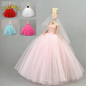 Кукольная одежда ручной работы Платье с пышной юбкой Свадебное платье для кукольной одежды 11,5 дюймов 30 см Множество стильных подарков для кукольных аксессуаров