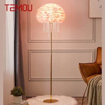 Торшер с перьями TEMOU в скандинавском стиле, современная семейная гостиная, спальня для семейного творчества, светодиодный декоративный светильник