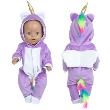 Новый комбинезон с пони + носки, одежда для куклы, 17 дюймов 43 см, одежда для куклы, костюм для новорожденного ребенка, подарок на День рождения ребенка