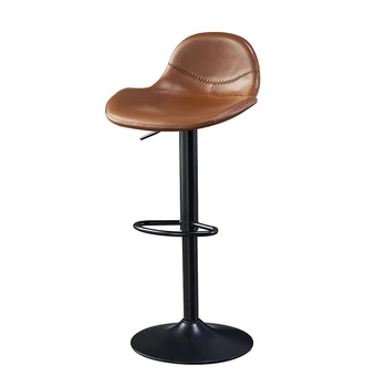Барный стул с подъемной поворотной спинкой, простой бытовой барный стул для гостиной, кожаный железный стул, барная мебель из искусственной кожи