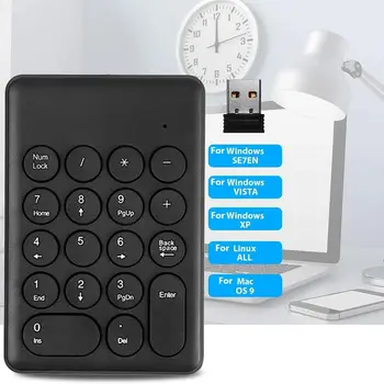 Портативная беспроводная цифровая клавиатура 2.4G USB18 клавиш Мини-цифровая клавиатура Numpad Ноутбук кассира бухгалтерии Портативные планшеты для ноутбуков