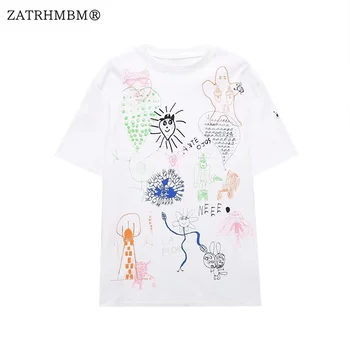 ZATRHMBM/ Женские летние футболки с модным принтом 2023, винтажные повседневные женские футболки с круглым вырезом и коротким рукавом, Mujer