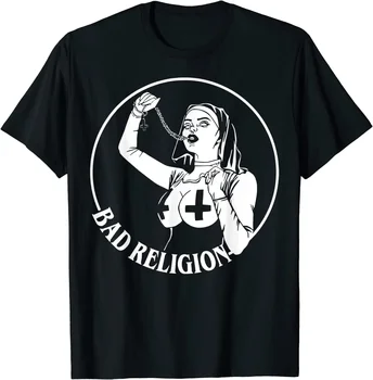 Футболка Bad Nun Religion, мужская эстетичная футболка с принтом, с круглым вырезом и короткими рукавами, повседневная уличная одежда, мужская одежда, Женские топы, хлопковая футболка