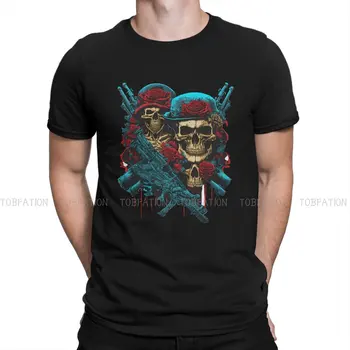 Художественная футболка с черепом, пистолеты и розы, креативная одежда высшего качества, футболка