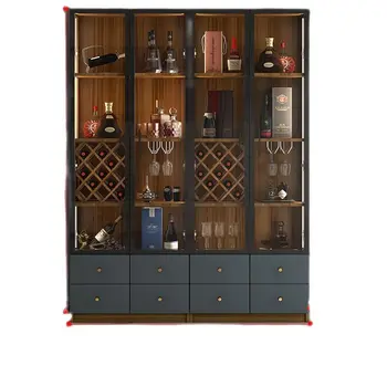 Четыре двери с легким винным шкафом высокого класса, современная минималистичная стеклянная дверь, напольный шкаф в скандинавском стиле, барная полка