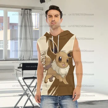 2024 Мужская 3D модная повседневная спортивная футболка с покемоном Иви Пикачу, футболка с капюшоном