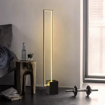 Современный прямоугольный светодиодный напольный светильник в стиле минимализма, торшер, окрашенный в черный цвет, Ножной выключатель внутреннего освещения, светодиодная лампа освещения.
