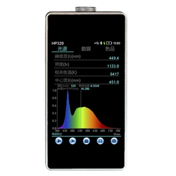 Портативный спектрометр HP320 / HP330, измеритель спектральной освещенности, измеритель цветовой температуры, ручной спектральный анализатор 380-780 нм