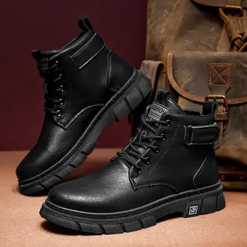 Новые мужские ботинки делового работника в британском стиле осенью 2023 года, мужские черные ботинки на высоком каблуке