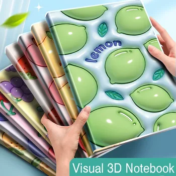 4 книги 3D Vision Notebook B5 в клеевой обложке из ЭВА, маленький свежий блокнот с утолщением, портативная закладка-фруктовый блокнот