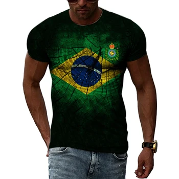 Мужская летняя бразильская модная стильная креативная футболка с 3D принтом и коротким рукавом, удобный топ с круглым вырезом, индивидуальность