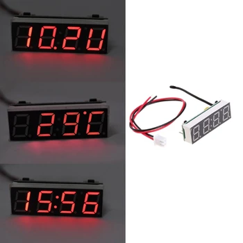 Цифровые автомобильные светодиодные электронные часы, время, температура, напряжение 3 в 1 метре 12V 5-20 В L15