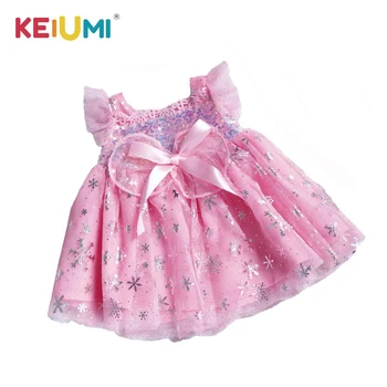 Платье KEIUMI Reborn Dolls Bling Подходит для младенцев 22-23 дюймов, юбка из розовой пряжи, аксессуары для кукол для девочек, игрушки для раннего развития детей