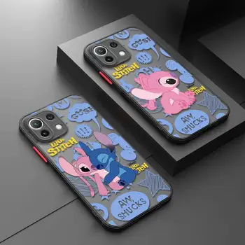 Для Xiaomi Poco X3 NFC M3 Funda Mi 11 12 13 Lite 9T 10T Pro 5G Чехол Противоударный Матовый Чехол Disney Stitch Розовый