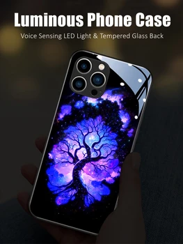Счастливое Дерево Красочный Светодиодный Светящийся Чехол Для Телефона из Закаленного Стекла для OnePlus 6 6T 7 7T 8 8T 9 9R 10 Ace Nord 2 N10 N200 Pro