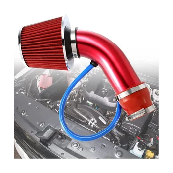Универсальный комплект воздухозаборника Cool для гоночных автомобилей, 3-дюймовая труба, алюминиевый автомобильный фильтр, наборы шлангов и зажимов для индукции, красный