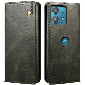 Бумажник из Восковой Кожи С Откидной Крышкой Чехлы Для Телефонов Motorola Edge 40 Edge40 Neo Retro Vintage Cover Case