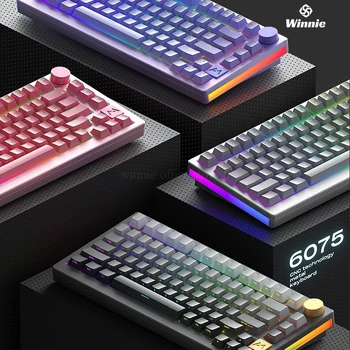 Механическая клавиатура Monka 6075 81 клавиша RGB подсветки, прокладка из алюминия, Проводная клавиатура с горячей заменой, бесплатная доставка, игровая клавиатура
