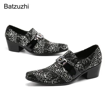 Batzuzhi/ модные мужские туфли-оксфорды на высоком каблуке 6,5 см, черные модельные туфли из натуральной кожи с острым носком, мужские деловые/вечерние sepatu pria