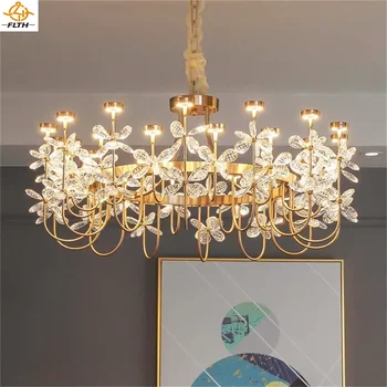 Современная люстра из хрусталя и золота, роскошный креативный дизайн бабочки, светодиодная подвесная лампа для дома, гостиной, столовой, Потолочная люстра