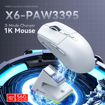 Беспроводная мышь Attack Shark X6 С зарядной базой RGB, трехрежимное подключение, легкая игровая мышь, канцелярские принадлежности, мыши для ПК, ноутбуков.