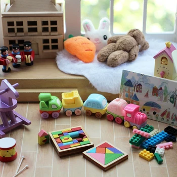 миниатюрный кукольный домик из 3шт, детская комната, модель автомобиля, Мини-украшение для кукольных аксессуаров, Игрушка