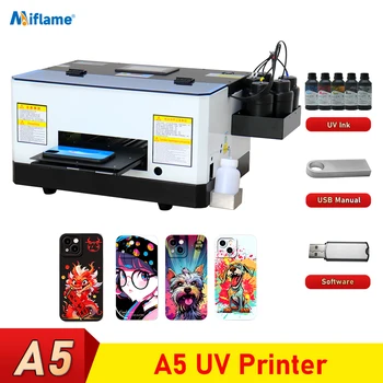 Многофункциональный УФ-принтер A5 для корпуса телефона, планшетный УФ-принтер из акрилового дерева, УФ-печатная машина impresora UV A5 с набором чернил