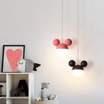 Светодиодный мультяшный подвесной светильник для детской комнаты, прекрасный уход за глазами для мальчиков и девочек, подвесной светильник с Микки в спальне принцессы, подвесное освещение