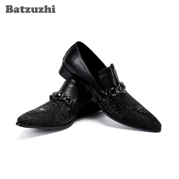 Batzuzhi Модная мужская обувь ручной работы, модельные туфли из натуральной кожи, мужские черные деловые кожаные туфли с острым носком, Zapatos Ho
