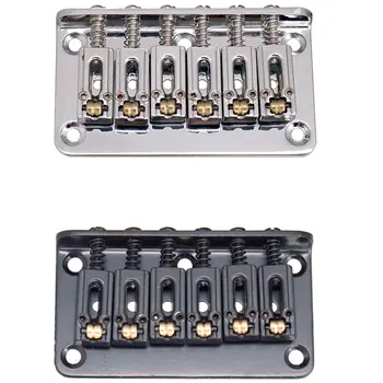 2 комплекта сквозного гитарного бриджа Hardtail для 6-струнных электрических деталей черного и серебристого цвета