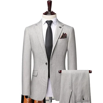 Высококачественная мужская корейская версия four seasons, повседневный тонкий модный деловой костюм джентльмена, костюм-двойка