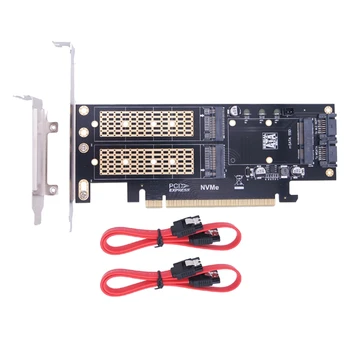 Адаптер M.2 NVMe SSD NGFF Для PCIE 3.0 X16 M Key B Key MSATA PCI Расширение SATA Конвертер 3 в 1 Riser, Красный