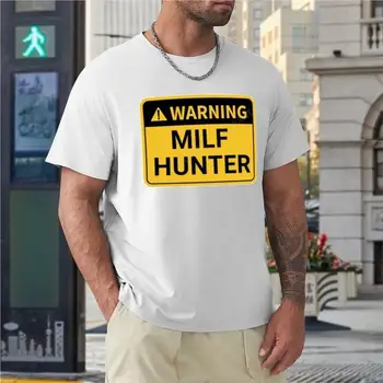 летний мужчина, черная футболка MILF HUNTER, графическая футболка, графические футболки, мужские графические футболки, мужские хлопковые футболки с круглым вырезом, топы