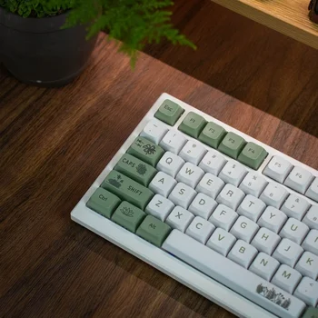 Маленькие бело-зеленые механические колпачки для клавиатуры Forest Keycap XDA Profile PBT Сублимация 125 клавиш