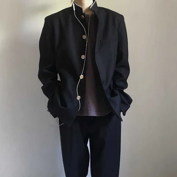 1 Униформа японского колледжа, куртка со стоячим воротником, мужской пиджак, весенне-летний тренд на студенческий ветер, мужское пальто, школьная форма