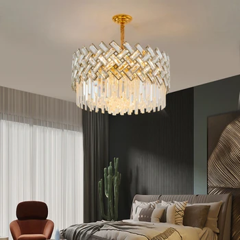 Потрясающие современные подвесные светильники для гостиной - роскошная хрустальная круглая потолочная люстра для внутреннего освещения, декоративные светильники